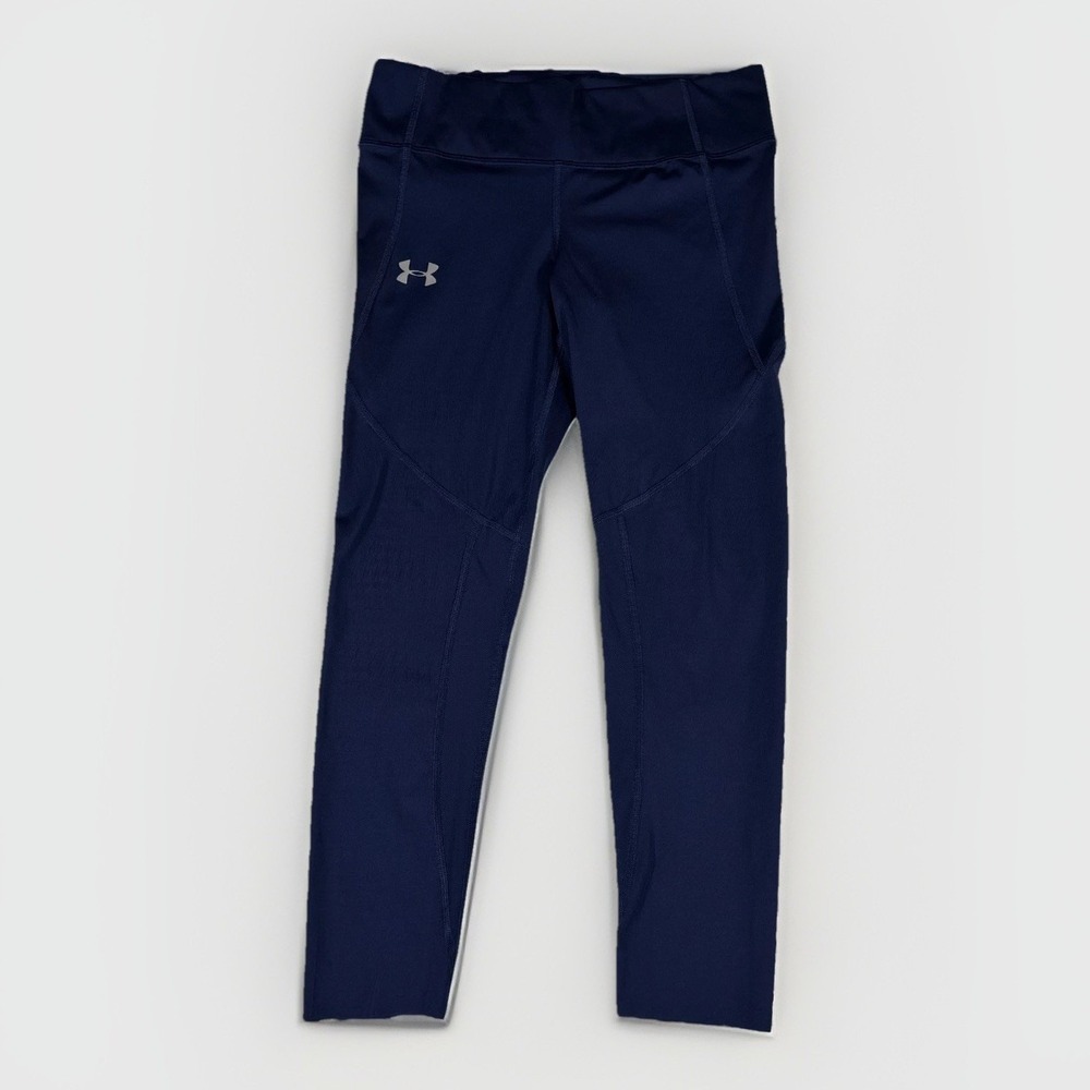 Under Armour Compression‎ Leggings Womens M Navy Heatgear Speedpocket Ankle Crop